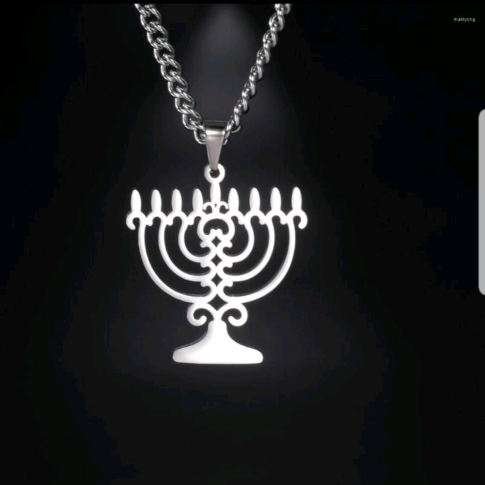 𝅺hanukkah Candle Pendant Necklace, stainless steel